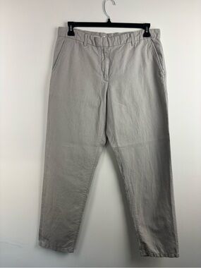 Khakis by Gap Broken-In Straight Linen Cotton Pants Gray Womens 12 Coastal